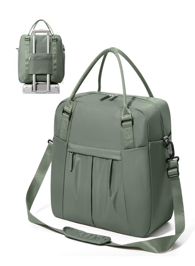 BJLFS Travel Duffel Bag with Shoe Compartment, Large Weekender Bags for Women with Trolley Sleeve for Airplane, Waterproof Carry on Bag Sport Tote Bags Hospital Holdalls, Green - Image 1